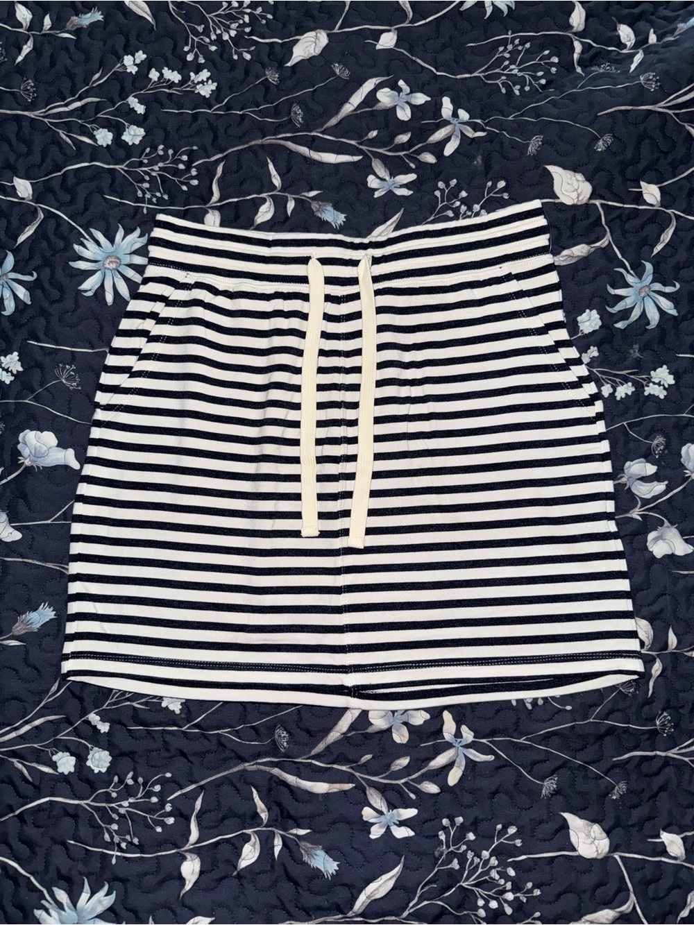 Max & Mia Striped Drawstring Mini Skirt - Navy & White